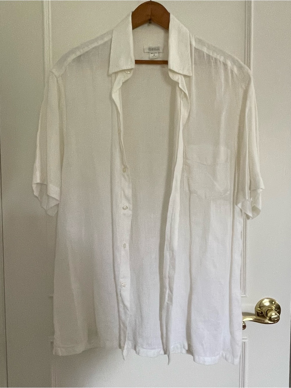 Barneys New York Men's White Short-Sleeve Button-Up Shirt - Classic Lightweight